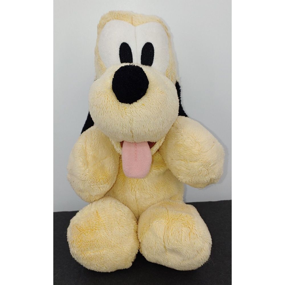 Disney Babies Pluto 10" Plush Soft Stuffed Animal Green Collar Yellow Fur